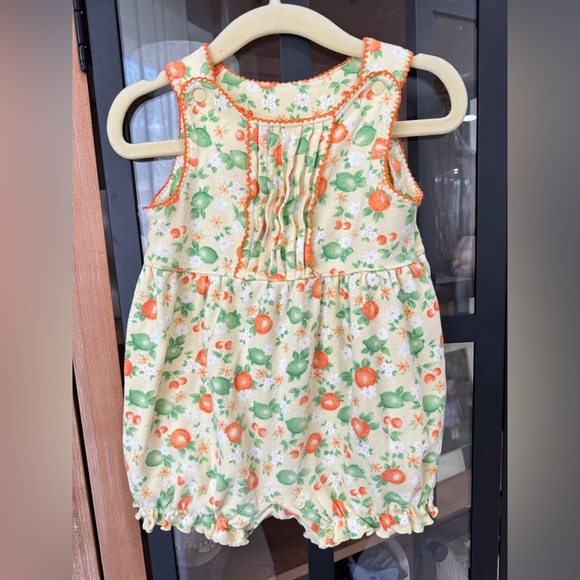 1990s Vintage Miniwear bubble romper baby girl limes lemons fruits print ruffles - Picture 2 of 6